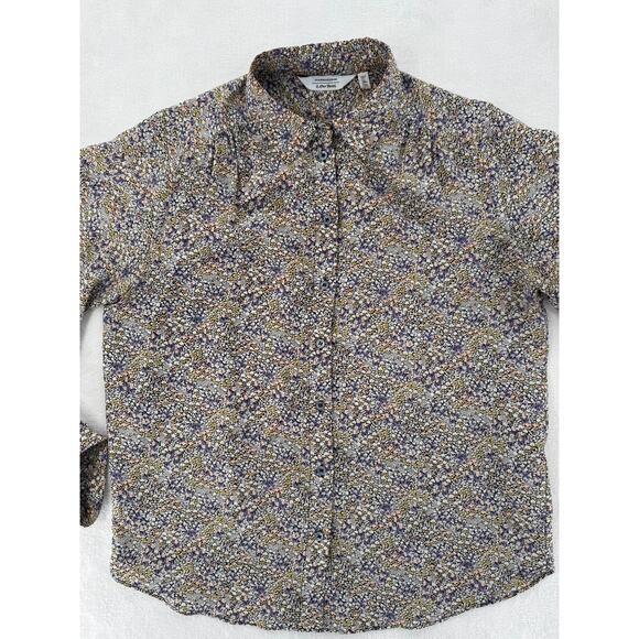 & Other Stories Silk Floral Blouse Long Sleeve Top Button up Shirt White 4 S - Picture 5 of 10